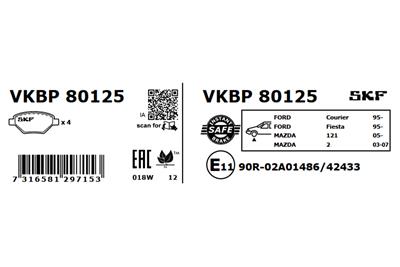 SKF VKBP 80125 Číslo výrobce: 23202. EAN: 7316581297153.