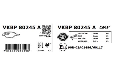 SKF VKBP 80245 A EAN: 7316581296293.