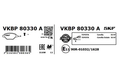 SKF VKBP 80330 A Číslo výrobce: 23766. EAN: 7316581300365.