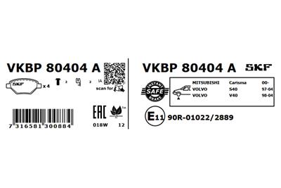 SKF VKBP 80404 A EAN: 7316581300884.