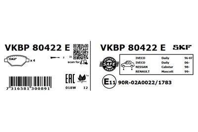 SKF VKBP 80422 E EAN: 7316581300891.