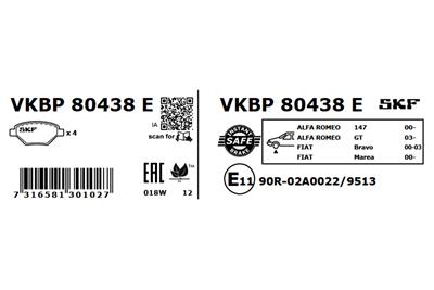 SKF VKBP 80438 E Číslo výrobce: 21636. EAN: 7316581301027.