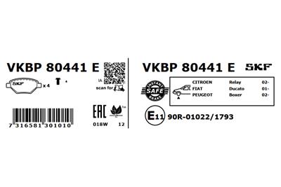 SKF VKBP 80441 E Číslo výrobce: 23603. EAN: 7316581301010.