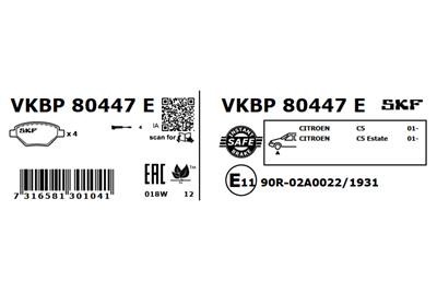 SKF VKBP 80447 E Číslo výrobce: 23273. EAN: 7316581301041.