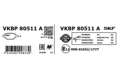 SKF VKBP 80511 A Číslo výrobce: 23518. EAN: 7316581298730.