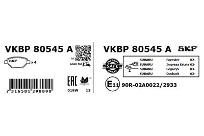 SKF VKBP 80545 A EAN: 7316581298990.
