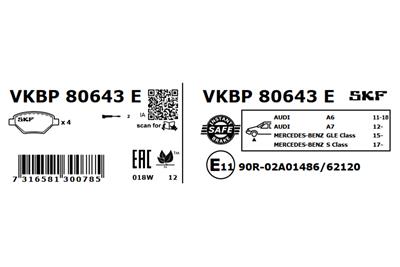 SKF VKBP 80643 E EAN: 7316581300785.