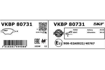SKF VKBP 80731 EAN: 7316581494088.