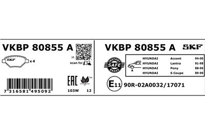 SKF VKBP 80855 A EAN: 7316581495092.