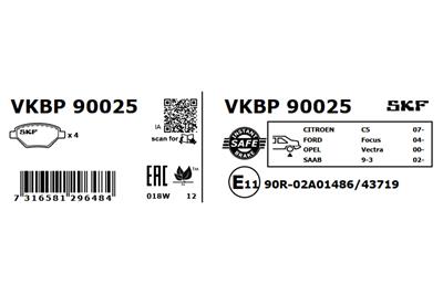 SKF VKBP 90025 Číslo výrobce: 23482. EAN: 7316581296484.