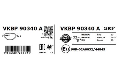 SKF VKBP 90340 A Číslo výrobce: 23543. EAN: 7316581299621.