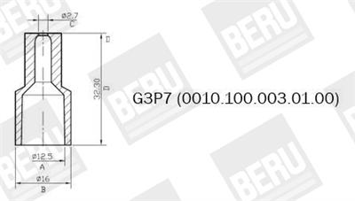 BERU by DRiV G3P7 Číslo výrobce: 0 010 100 003. EAN: 4014427001041.