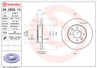 BREMBO 08.2958.14 EAN: 8020584013007.