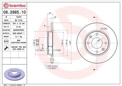 BREMBO 08.2985.10 EAN: 8020584298510.