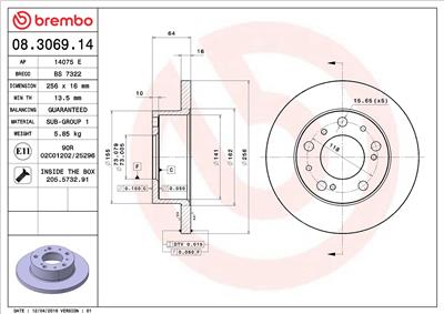 BREMBO 08.3069.14 EAN: 8020584012277.