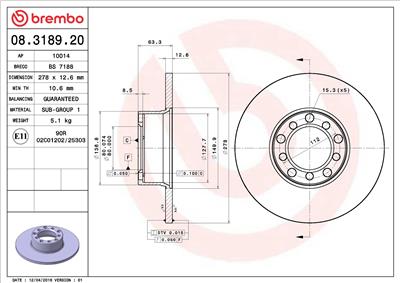 BREMBO 08.3189.20 EAN: 8020584318928.