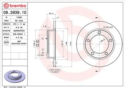 BREMBO 08.3939.10 EAN: 8020584393918.