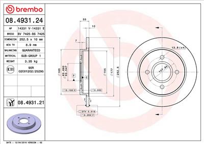 BREMBO 08.4931.21 EAN: 8020584213896.
