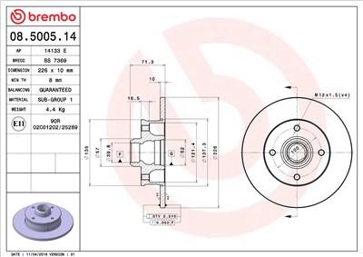 BREMBO 08.5005.14 EAN: 8020584012796.