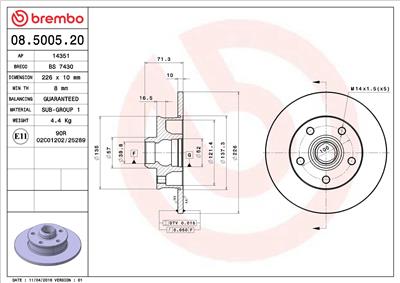 BREMBO 08.5005.20 EAN: 8020584500521.