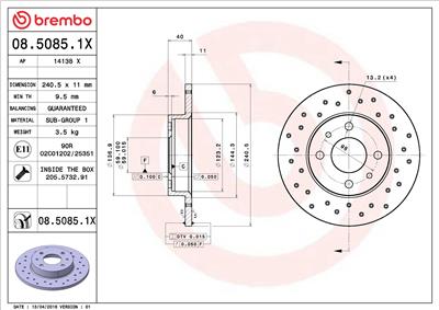 BREMBO 08.5085.1X EAN: 8020584212240.