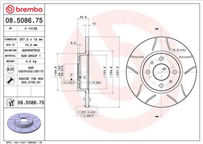 BREMBO 08.5086.75 EAN: 8020584011874.