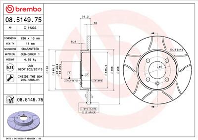 BREMBO 08.5149.75 EAN: 8020584012116.