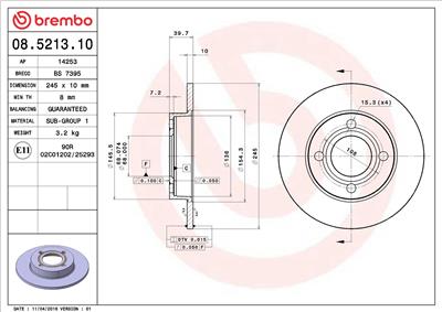 BREMBO 08.5213.10 EAN: 8020584521311.
