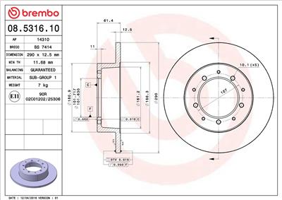 BREMBO 08.5316.10 EAN: 8020584531617.