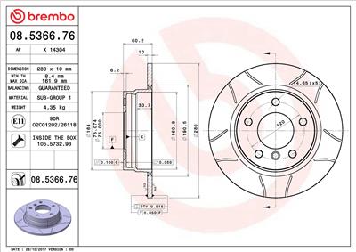 BREMBO 08.5366.76 EAN: 8020584015209.