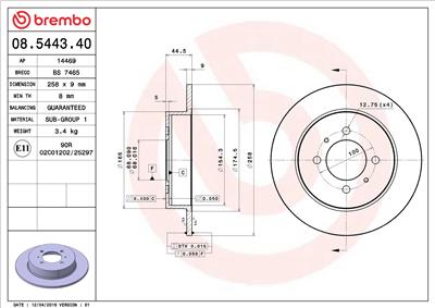 BREMBO 08.5443.40 EAN: 8020584544341.