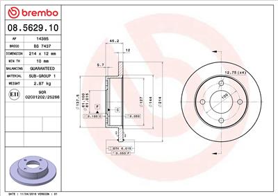 BREMBO 08.5629.10 EAN: 8020584562918.