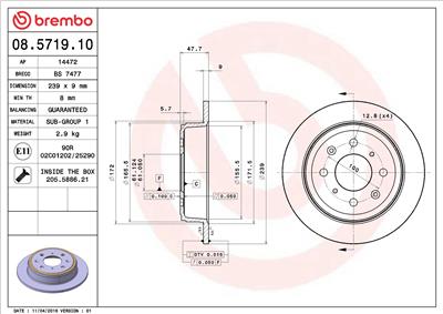 BREMBO 08.5719.10 EAN: 8020584571910.