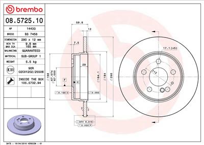 BREMBO 08.5725.10 EAN: 8020584572511.