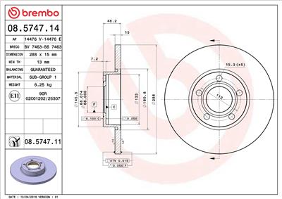 BREMBO 08.5747.11 EAN: 8020584034859.