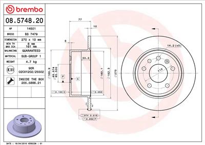 BREMBO 08.5748.20 EAN: 8020584574829.