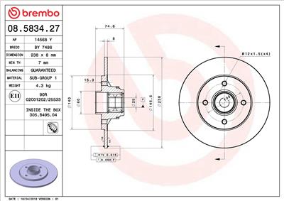 BREMBO 08.5834.27 EAN: 8020584235454.