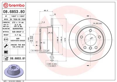 BREMBO 08.6853.81 EAN: 8020584025758.