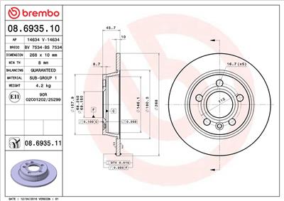 BREMBO 08.6935.11 EAN: 8020584027202.