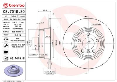 BREMBO 08.7019.81 EAN: 8020584025802.