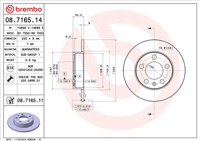 BREMBO 08.7165.11 EAN: 8020584018132.