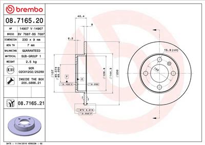 BREMBO 08.7165.21 EAN: 8020584214466.