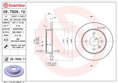 BREMBO 08.7626.11 EAN: 8020584027233.