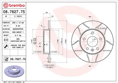 BREMBO 08.7627.75 EAN: 8020584762776.