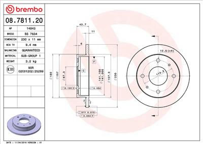 BREMBO 08.7811.20 EAN: 8020584781128.