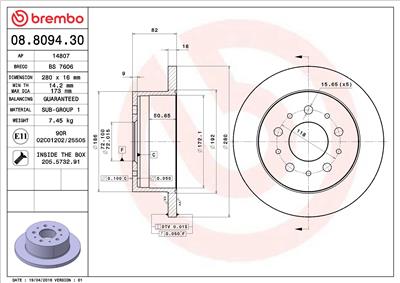 BREMBO 08.8094.30 EAN: 8020584809433.