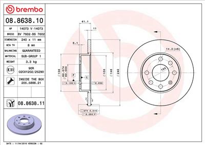 BREMBO 08.8638.11 EAN: 8020584214015.