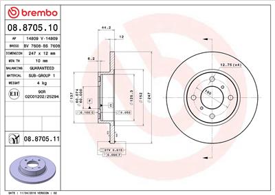 BREMBO 08.8705.11 EAN: 8020584211809.