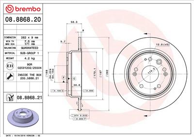 BREMBO 08.8868.20 EAN: 8020584886823.