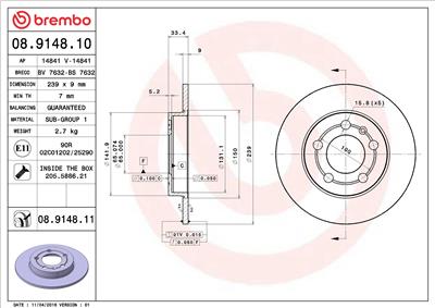 BREMBO 08.9148.11 EAN: 8020584022818.